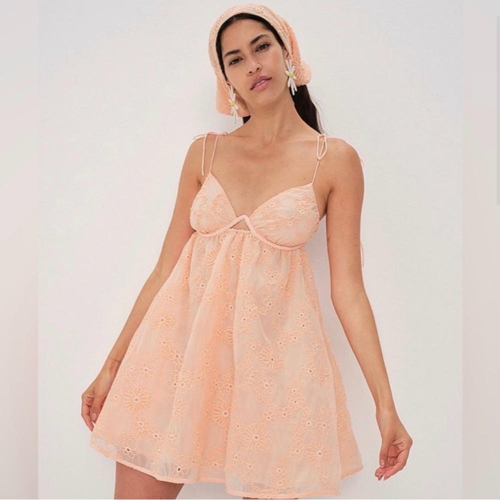 FOR LOVE & LEMONS Frances Mini Eyelet Dress In Orange Women’s Size sm